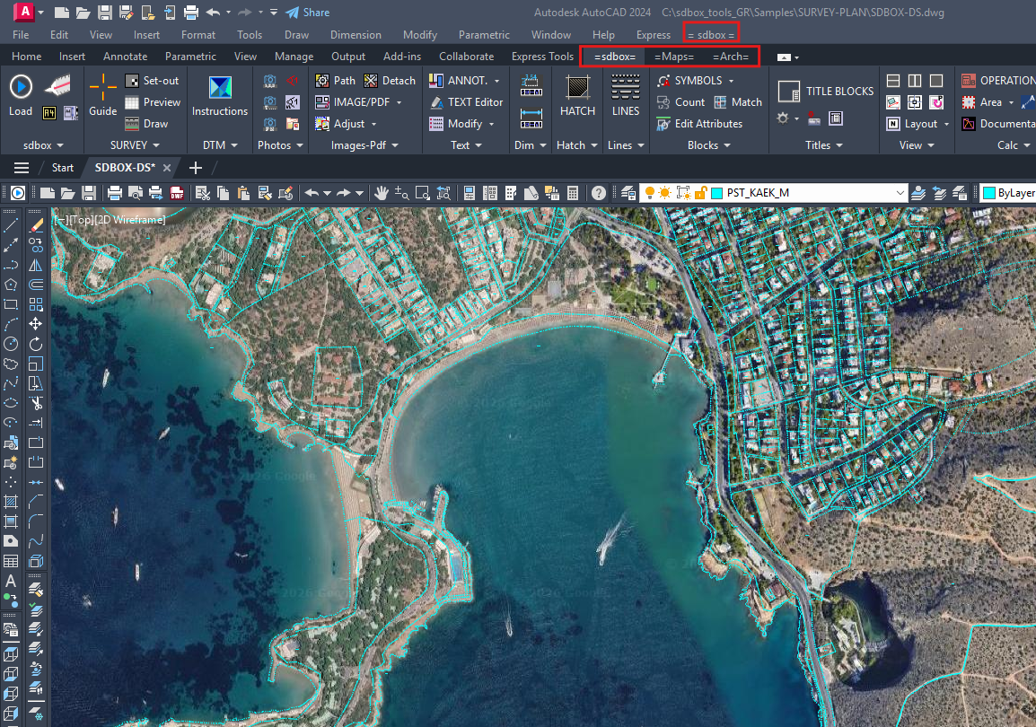 SDBOX Ribbon tabs and menu in AutoCAD