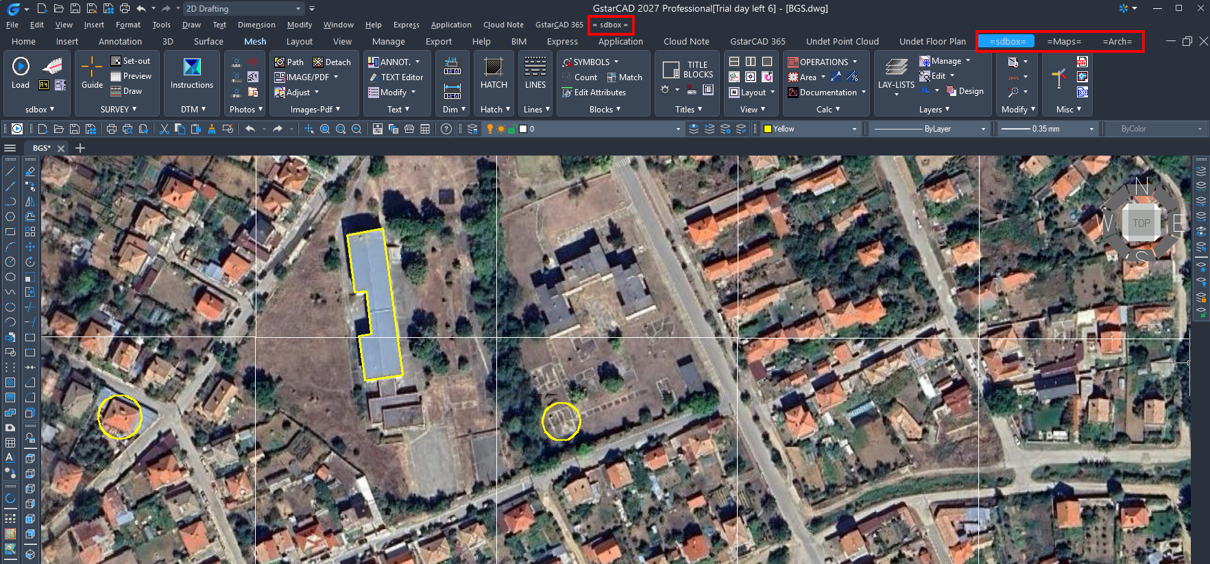 SDBOX Ribbon tabs and menu in GstarCAD