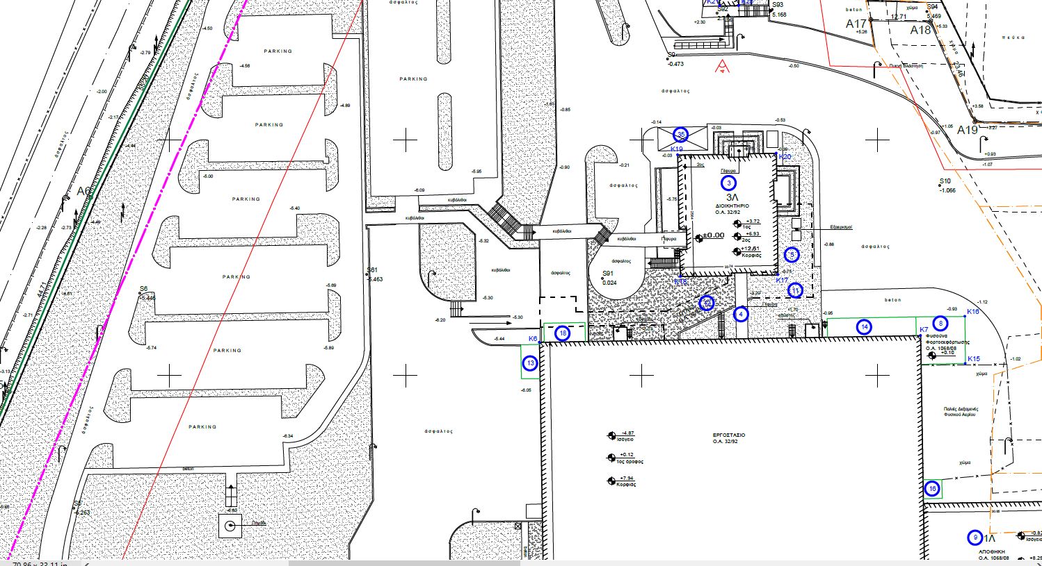 Topographic plan with inserts