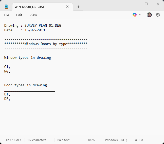 Drawing code list