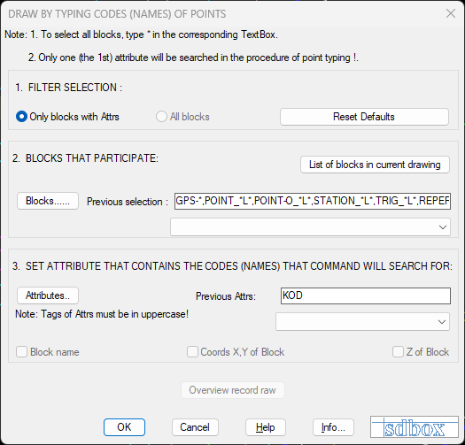 Drawing elements configuration