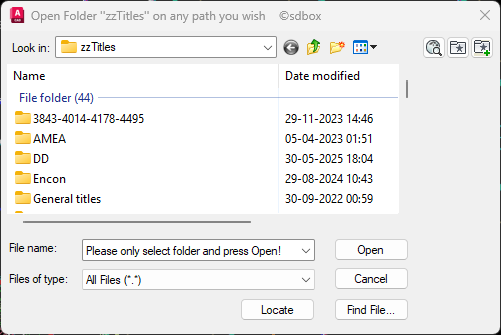 Directory selection dialog