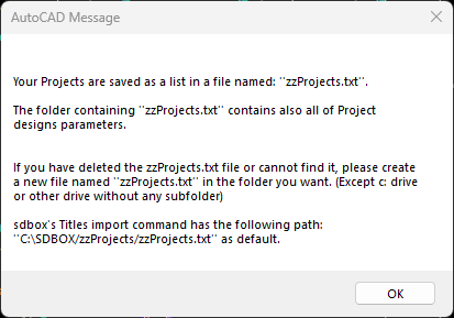 Project file selection dialog