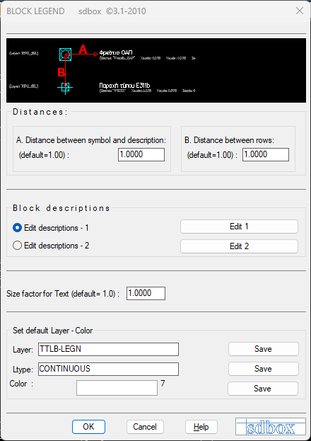 Hatch legend example