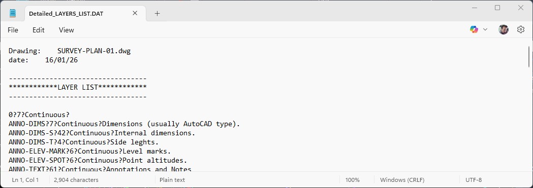 Layer elements list