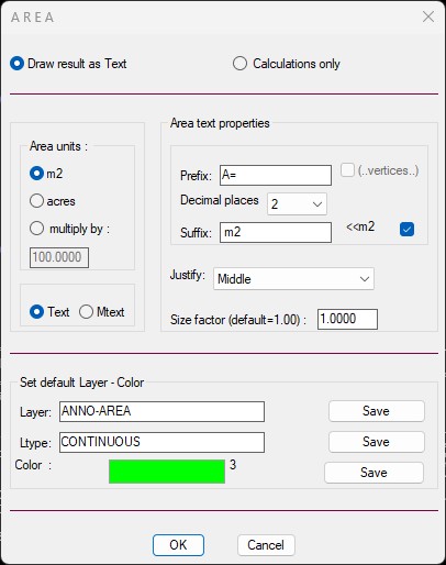 Area calculation example
