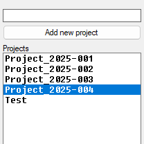 Project selection area