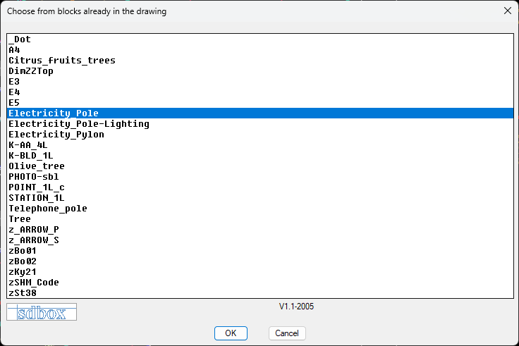 Drawing Block Selection Dialog