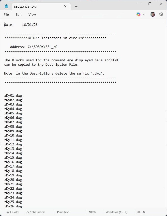 Symbol list file
