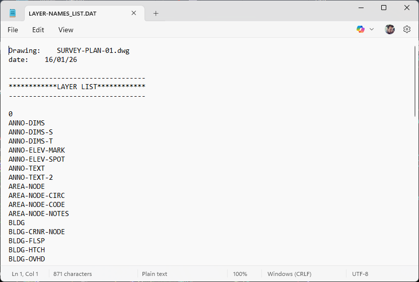 Layer list