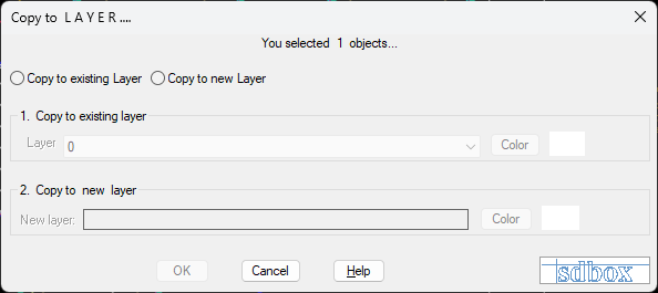 Copy to layer dialog