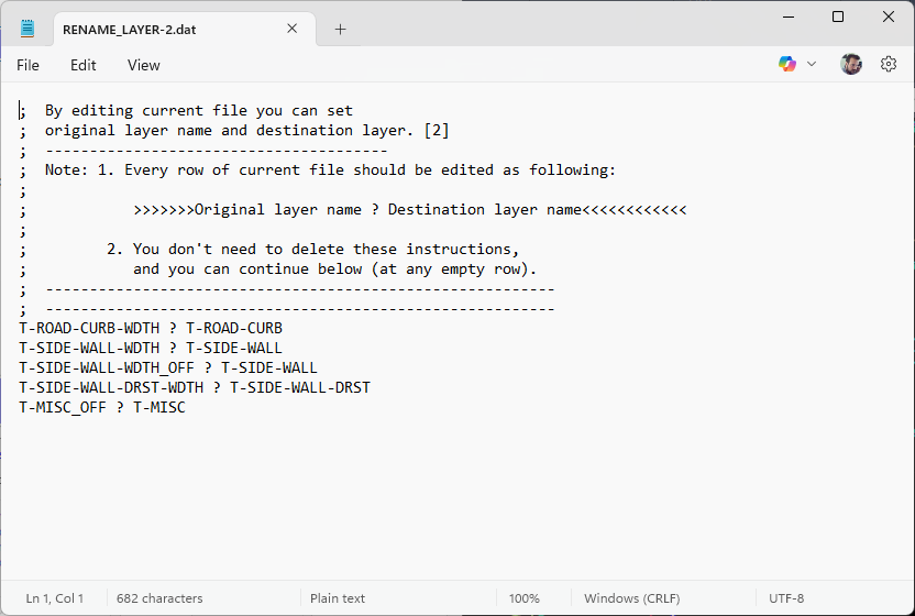 Layer rename definitions
