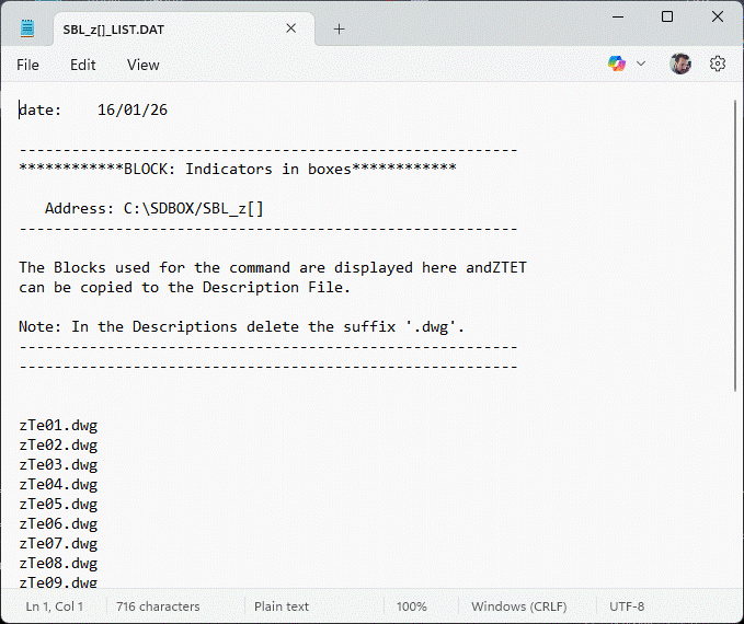 ZTETLIST output