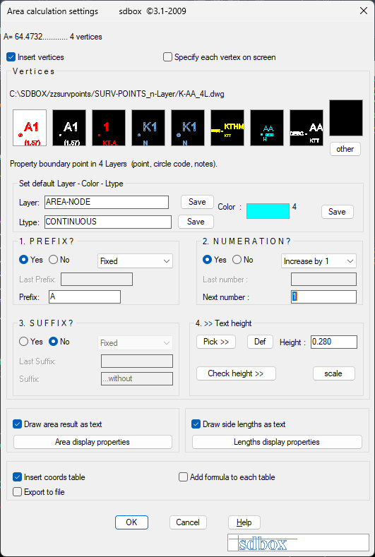 Area measurement interface