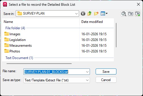 Export file selection