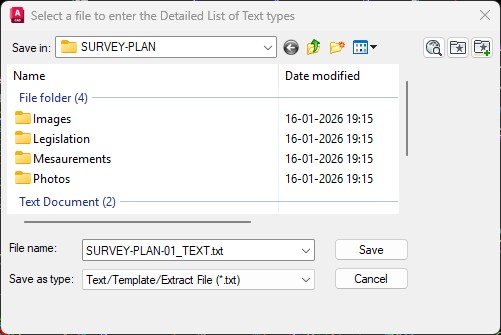 Export file selection