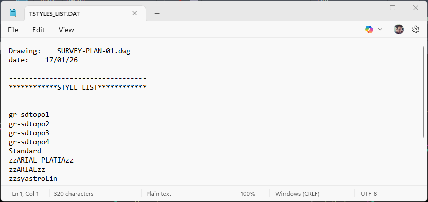 TextStyles List