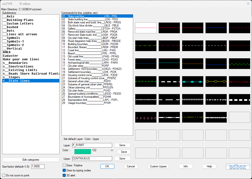 Line selection interface