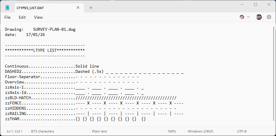 Linetypes List