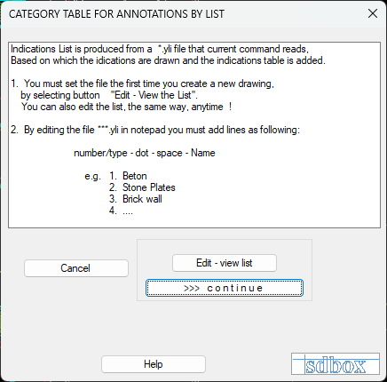 Table configuration interface